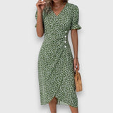 Tessina – Elegant Floral Dress – Green | The Bellemont Sisters Australia