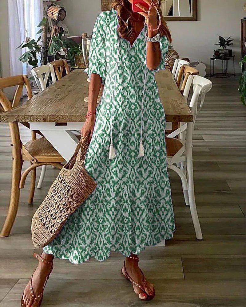 Luna | Effortless Boho Dress with Flattering Fit – Green | The Bellemont Sisters Australia