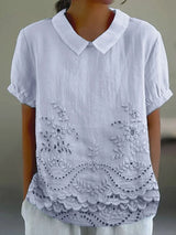 Lily | Floral Embroidered Shirt – Blue | The Bellemont Sisters Australia
