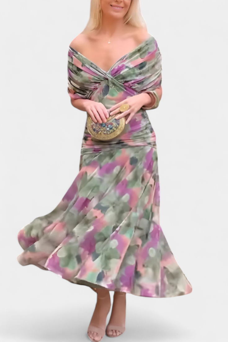 Lowenna | Elegant Dress – Green and Purple | The Bellemont Sisters Australia