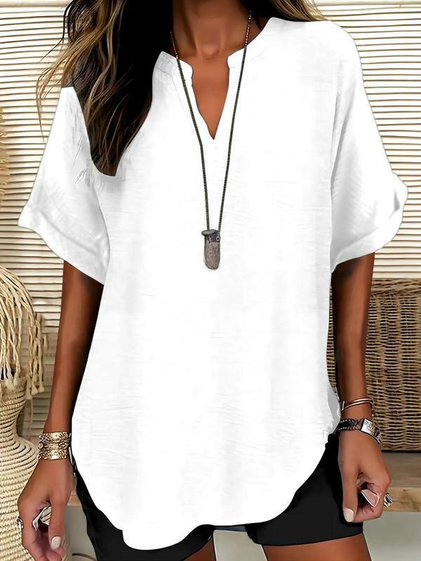 Atasia - Soft-Touch Notched-Neck Blouse – Off White | The Bellemont Sisters Australia