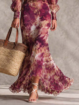 Rose Pink Floral Off-Shoulder Chiffon Maxi Dress | The Bellemont Sisters Australia