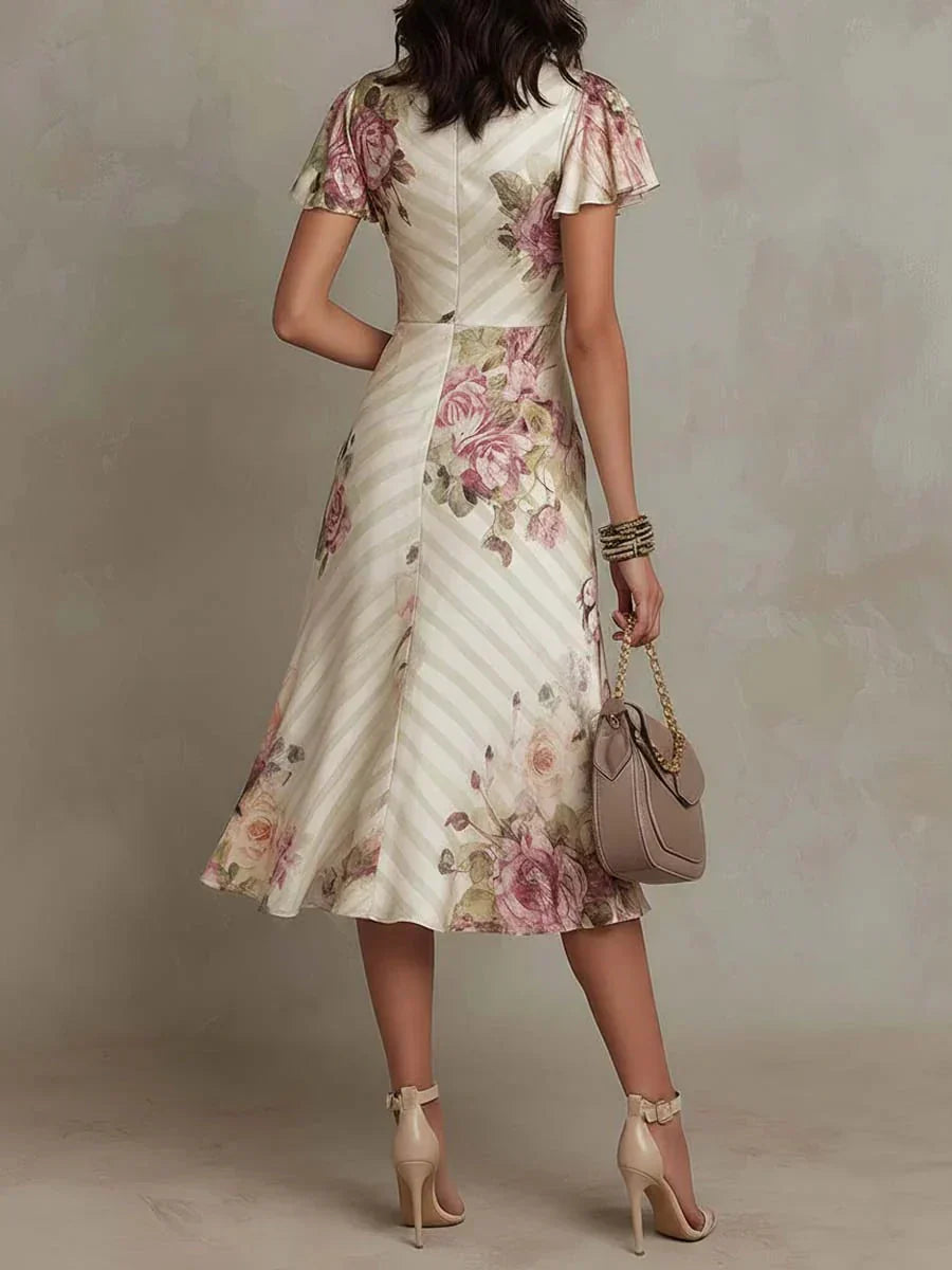 Alba | Elegant Floral Ruched Wrap Midi Dress | The Bellemont Sisters Australia