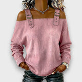 Elama – Off-Shoulder Denim Top – Pink | The Bellemont Sisters Australia