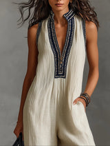 Fiamma - Sleeveless Jumpsuit with Minimalist High Collar and Zip | The Bellemont Sisters Australia