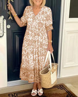 Candice | Graceful V-Neck Floral – Orange | The Bellemont Sisters Australia