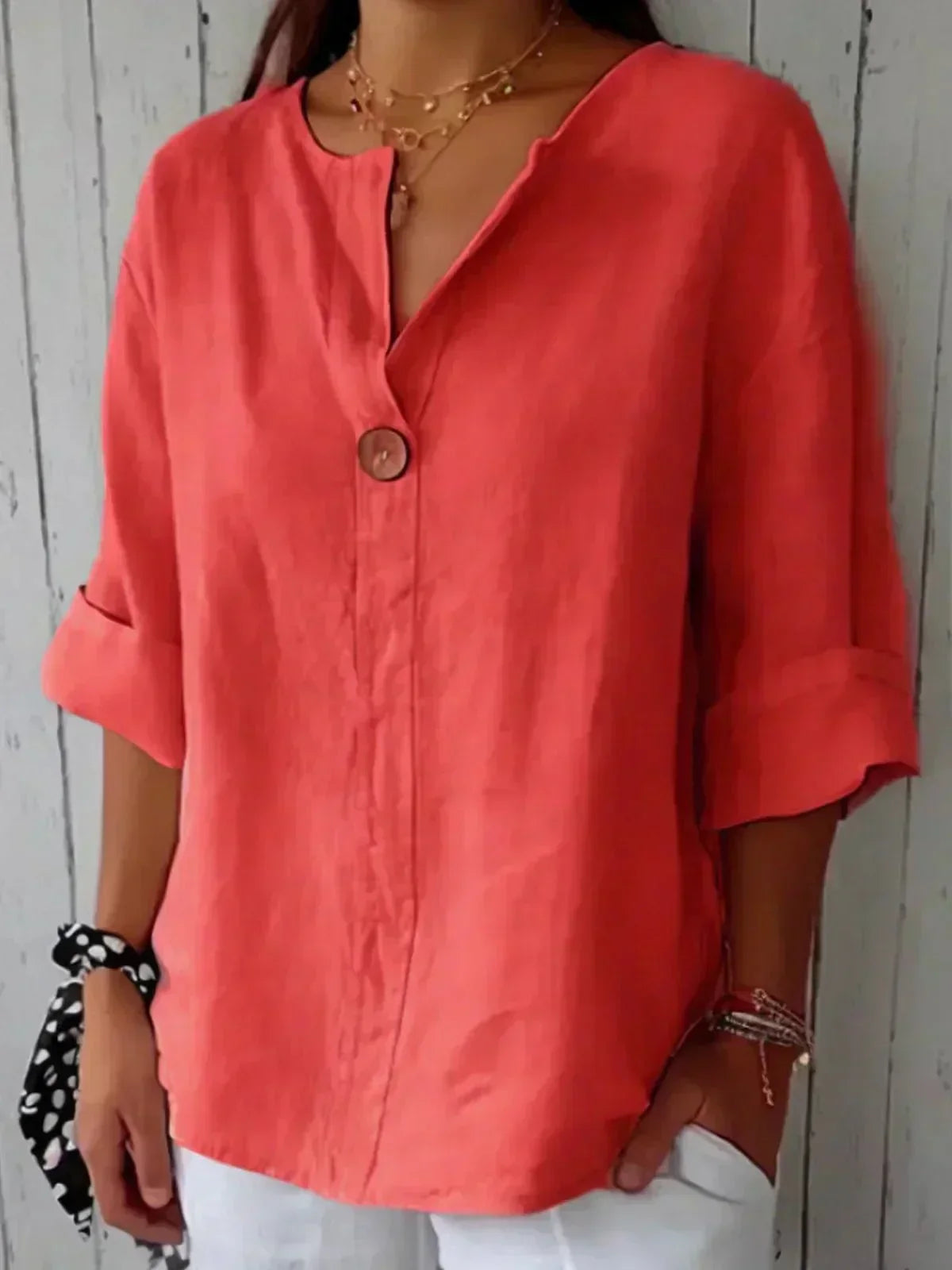 Zamma | Relaxed V-Neck Top – Red | The Bellemont Sisters Australia