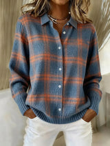 ANNA | PLAID KNIT CARDIGAN – Blue | The Bellemont Sisters Australia