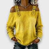 Elama – Off-Shoulder Denim Top – Yellow | The Bellemont Sisters Australia