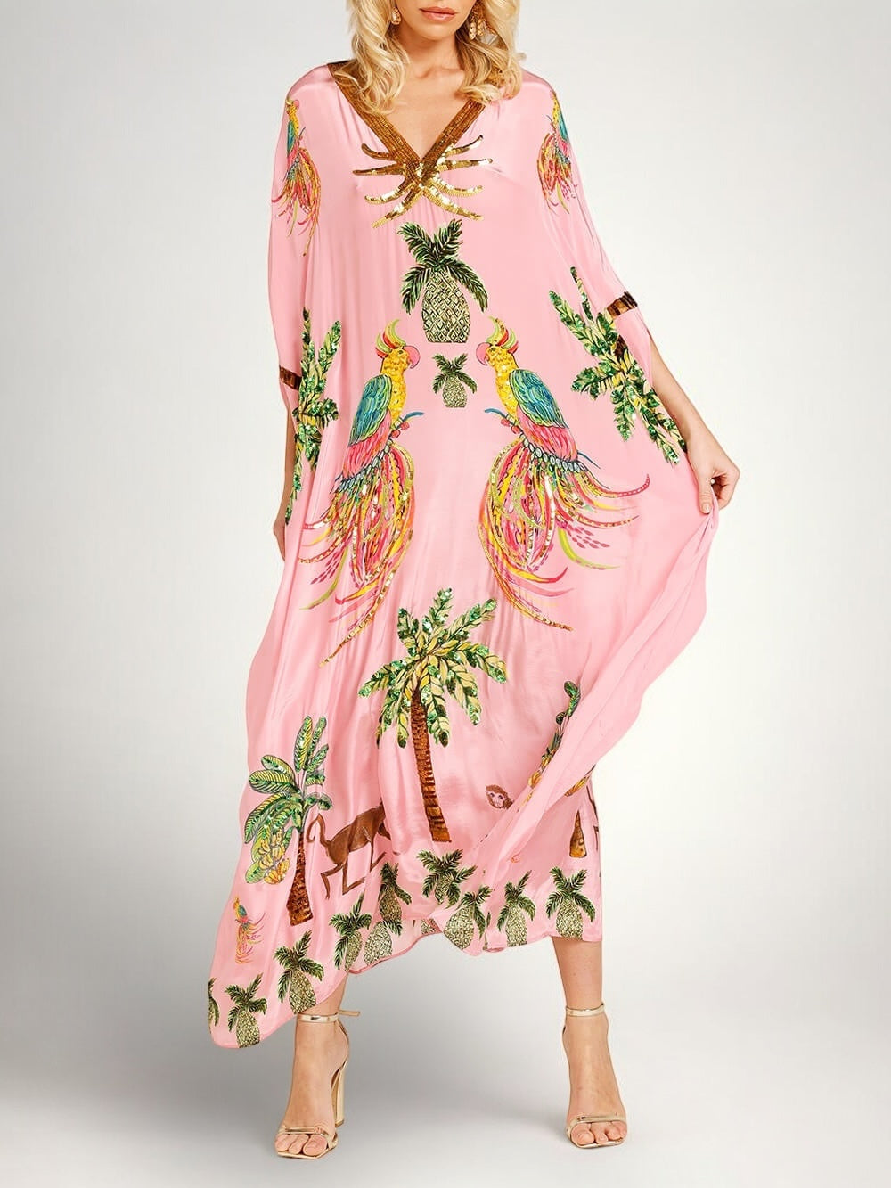 Sahara | Drop Shoulder Sleeve Coconut Tree Printed Dress | The Bellemont Sisters Australia