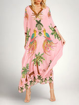 Sahara | Drop Shoulder Sleeve Coconut Tree Printed Dress | The Bellemont Sisters Australia