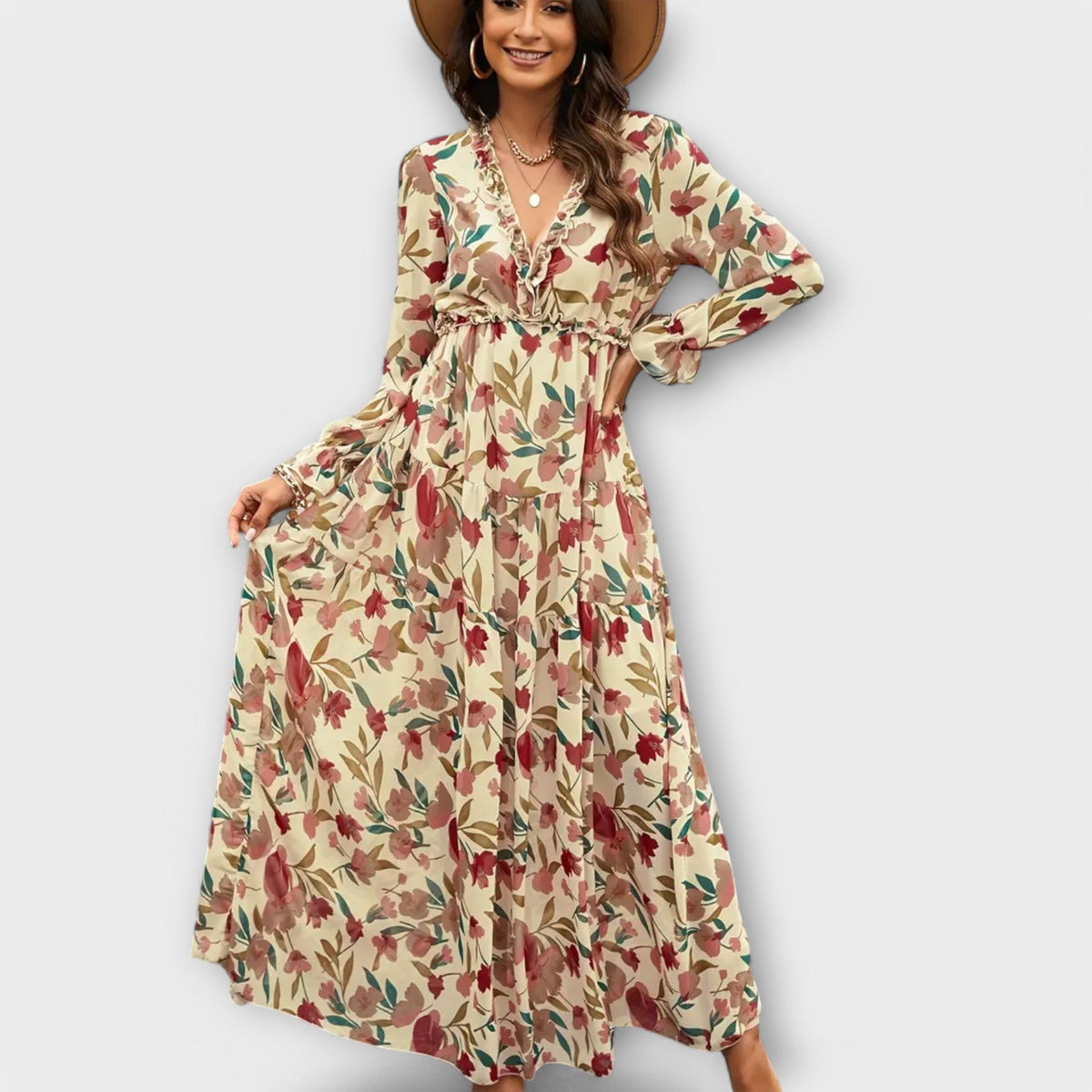 Ynah | Elegant Maxi Dress – Apricot | The Bellemont Sisters Australia