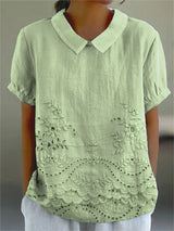 Lily | Floral Embroidered Shirt – Green | The Bellemont Sisters Australia