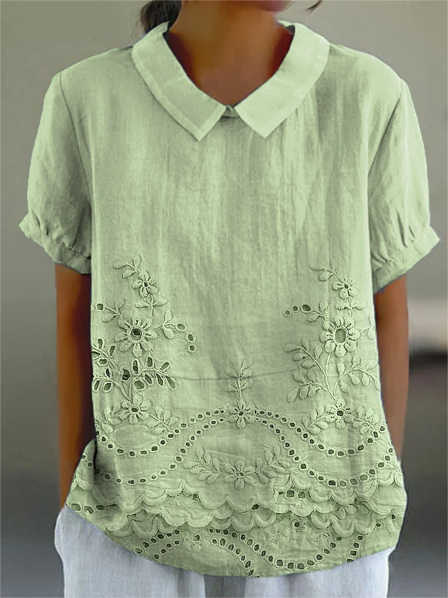 Lily | Floral Embroidered Shirt – Green | The Bellemont Sisters Australia