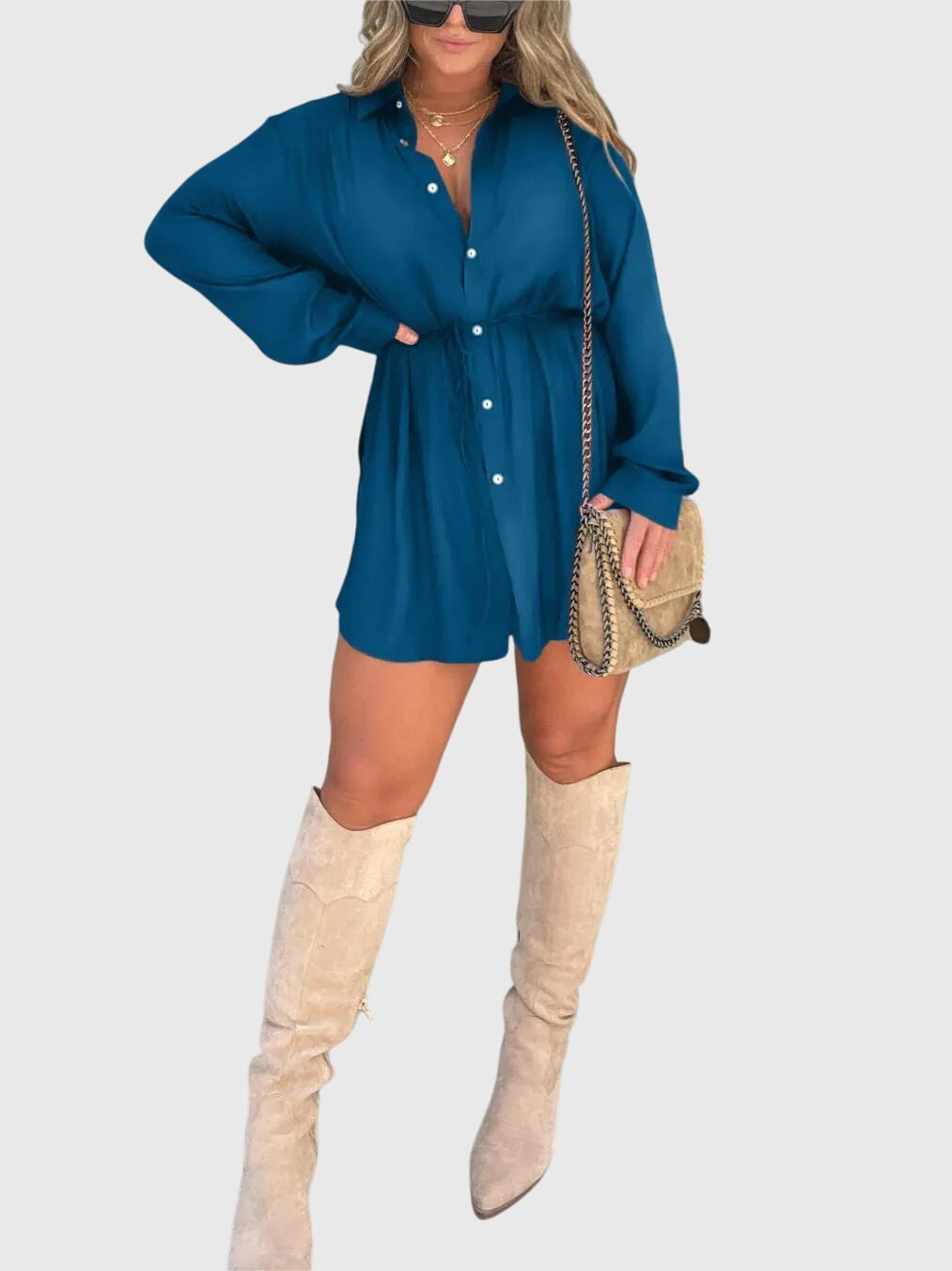 Nova | Elegant Romper Dress – Blue | The Bellemont Sisters Australia