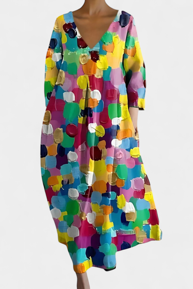Isalinde | Comfortable V-Neck Dress – Multicolor2 | The Bellemont Sisters Australia