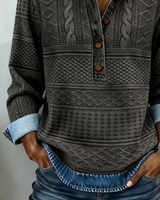 Dolores |Trendy Sweatshirt with Half Button and Collar | The Bellemont Sisters Australia