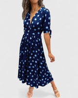 Colette | Sophisticated Polka Dot Dress – Blue | The Bellemont Sisters Australia