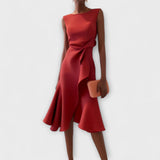 Darlene | Sophisticated Midi Dress – Red | The Bellemont Sisters Australia