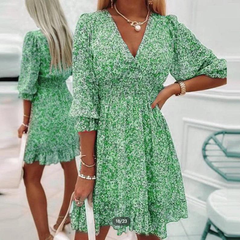 Keely | Elegant Floral Dress – Gree | The Bellemont Sisters Australia