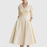 Marley Quinn | Elegant Midi Dress – Beige | The Bellemont Sisters Australia