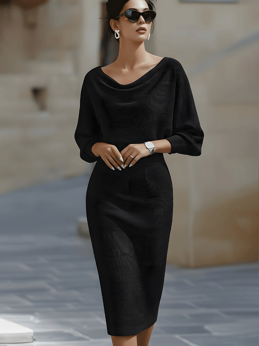 Lydia | Elegant Everyday Midi Dress – Black | The Bellemont Sisters Australia