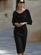 Lydia | Elegant Everyday Midi Dress – Black | The Bellemont Sisters Australia