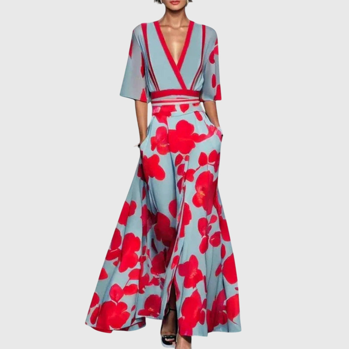 Leila | Elegant Dress – Blue Red | The Bellemont Sisters Australia