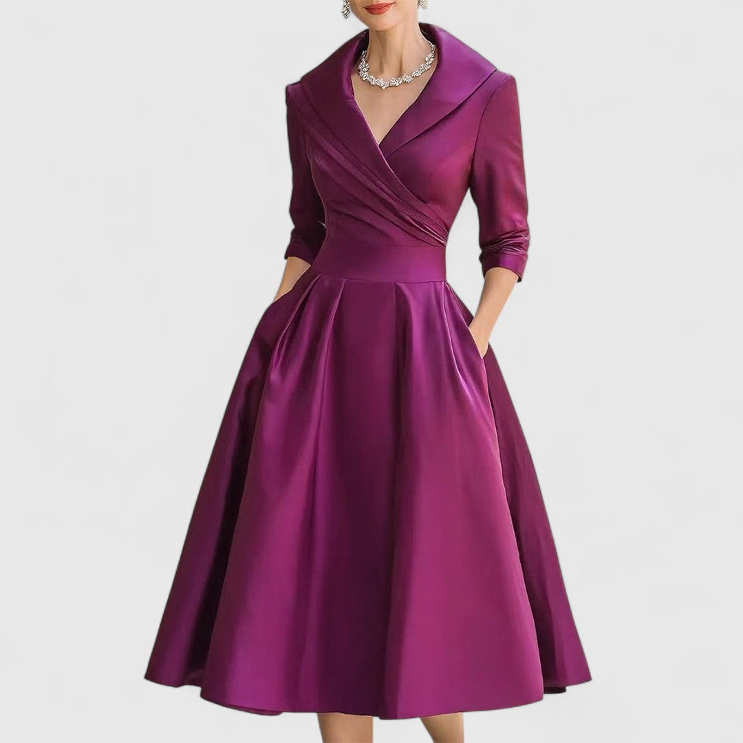 Marley Quinn | Elegant Midi Dress – Purple | The Bellemont Sisters Australia