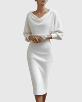 Ismeria | White Draped Batwing Midi Dress | The Bellemont Sisters Australia