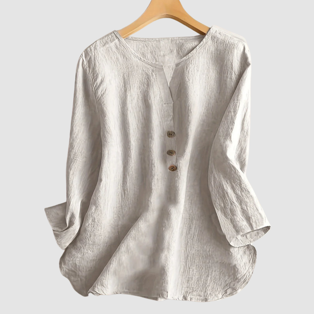 Melisa™ Casual Cotton & Linen Blouse – Apricot | The Bellemont Sisters Australia