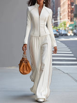 Hannah | White Suit and Wide Pants Set – White | The Bellemont Sisters Australia