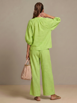 Natalia | Zip Front Blouson Top Wide Leg Set | The Bellemont Sisters Australia