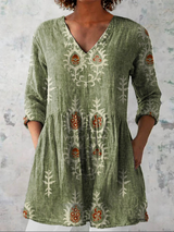 Elise | Long Blouse with V-Neck – Green | The Bellemont Sisters Australia
