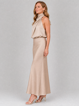 Nopal | Sleeveless Draped Neck Midi Dress | The Bellemont Sisters Australia