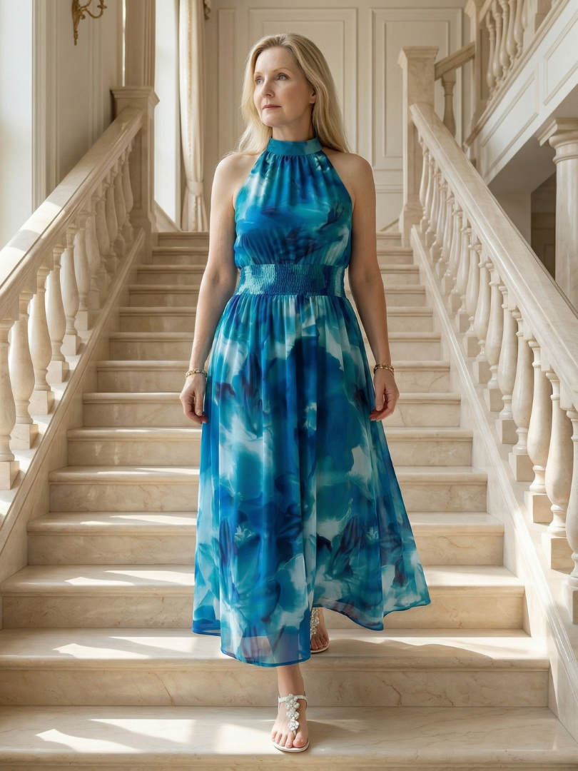 Sylin | Gathered Halter Midi Dress | The Bellemont Sisters Australia