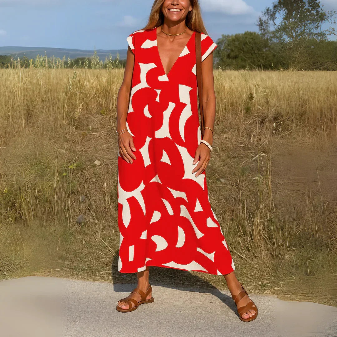 Tatiana™ | Cutwork Detail Maxi Dress – Red | The Bellemont Sisters Australia