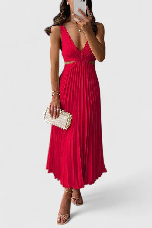 Karen | Elegant Sleeveless Dress – Red | The Bellemont Sisters Australia