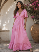 Elodie™ | Flowy Bohemian Maxi Dress – Pink | The Bellemont Sisters Australia