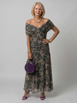 Calen™ Off Shoulder Flow Midi Dress – Multicolor | The Bellemont Sisters Australia