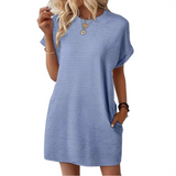 EVASHA™ – Casual Minimalist Round Neck Summer Dress – Light Blue | The Bellemont Sisters Australia
