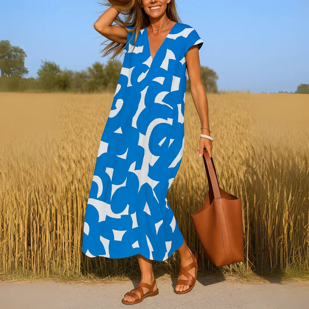 Tatiana™ | Cutwork Detail Maxi Dress – Blue | The Bellemont Sisters Australia