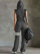 Giada - Retro Sports Jumpsuit with Hood and Stripes | The Bellemont Sisters Australia