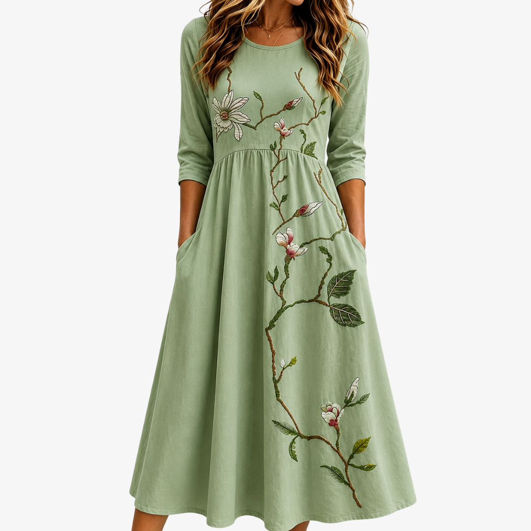 Willow Bloom Sage Midi Dress | The Bellemont Sisters Australia