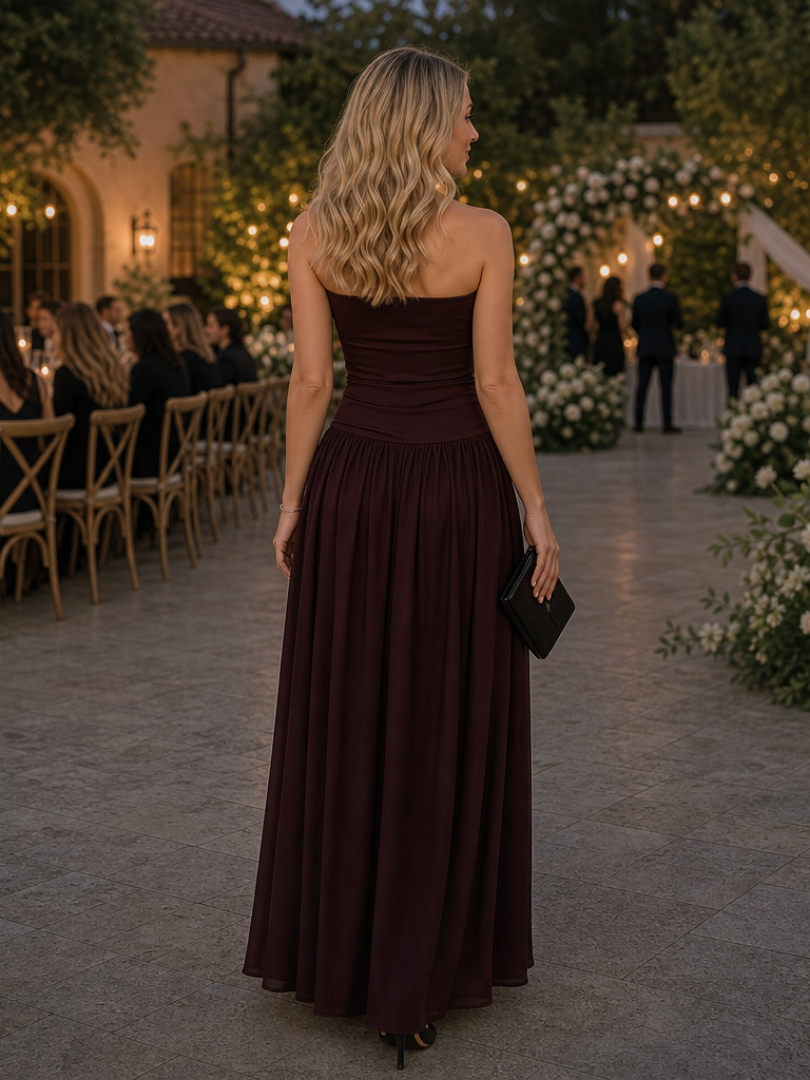 Zelene | Strapless Ruched Bodice Midi Dress | The Bellemont Sisters Australia