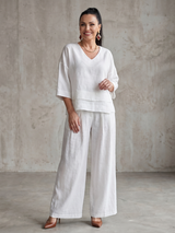 River | Layered Top Wide Leg Set – White | The Bellemont Sisters Australia