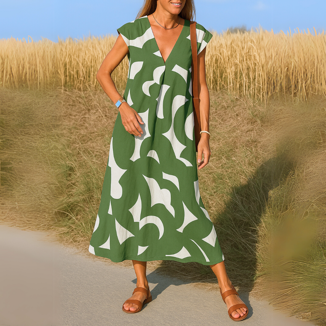 Valérie | V-neck dress – Green - Almost sold out | The Bellemont Sisters Australia