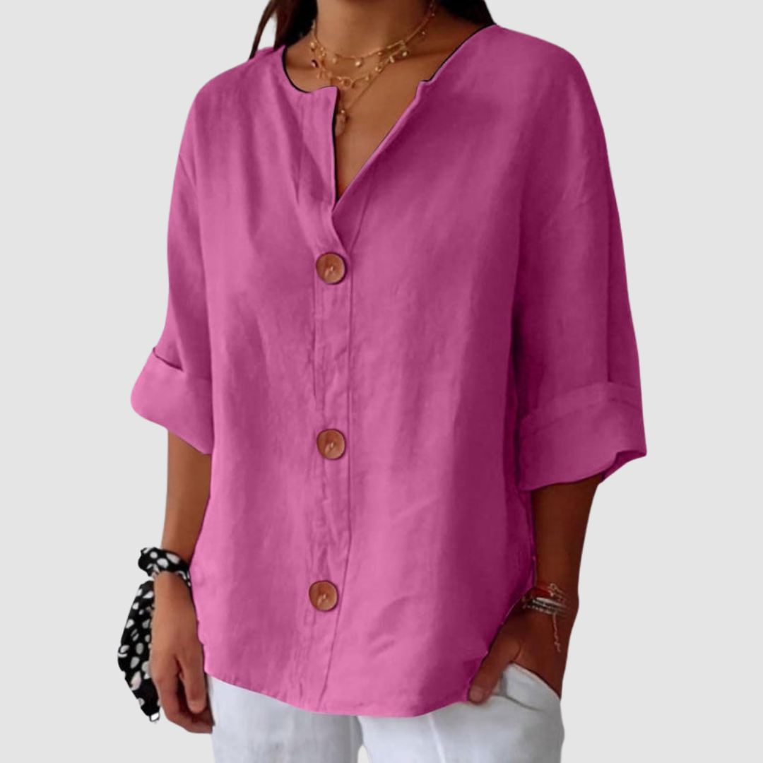 Leah™ Casual Linen Blouse – Pink | The Bellemont Sisters Australia