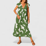 Koralia | Sophisticated V-Neck Dress – Green | The Bellemont Sisters Australia