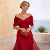 Mikaela - Off-Shoulder Maxi Dress – Red | The Bellemont Sisters Australia